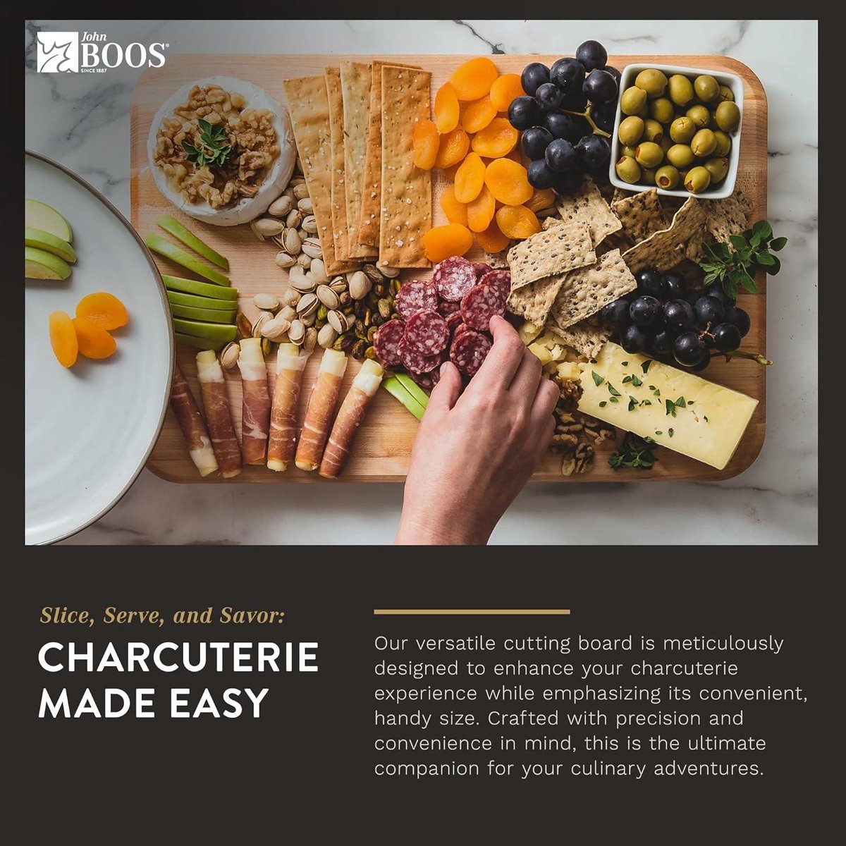 Professional cutting board - Large size - Maple wood - Antibacterial - With handle - 457x305x32 cm butcher block