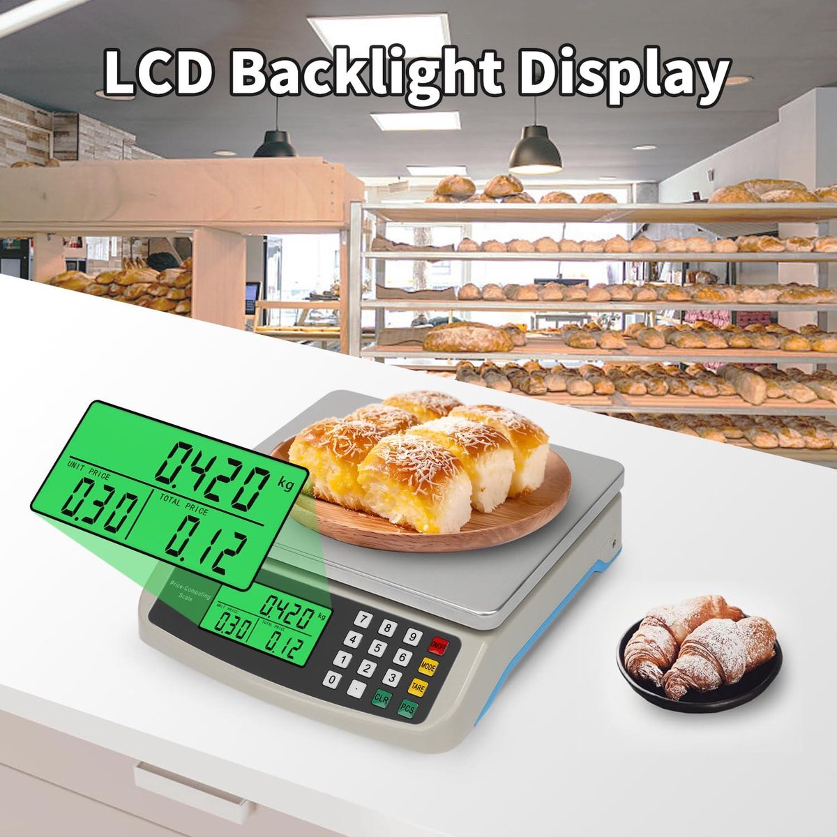 Kitchen Scale - Large professional stainless steel scale 40kg - Food meter with LCD display kitchen scale