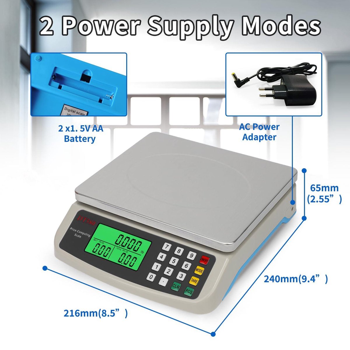 Kitchen Scale - Large professional stainless steel scale 40kg - Food meter with LCD display kitchen scale