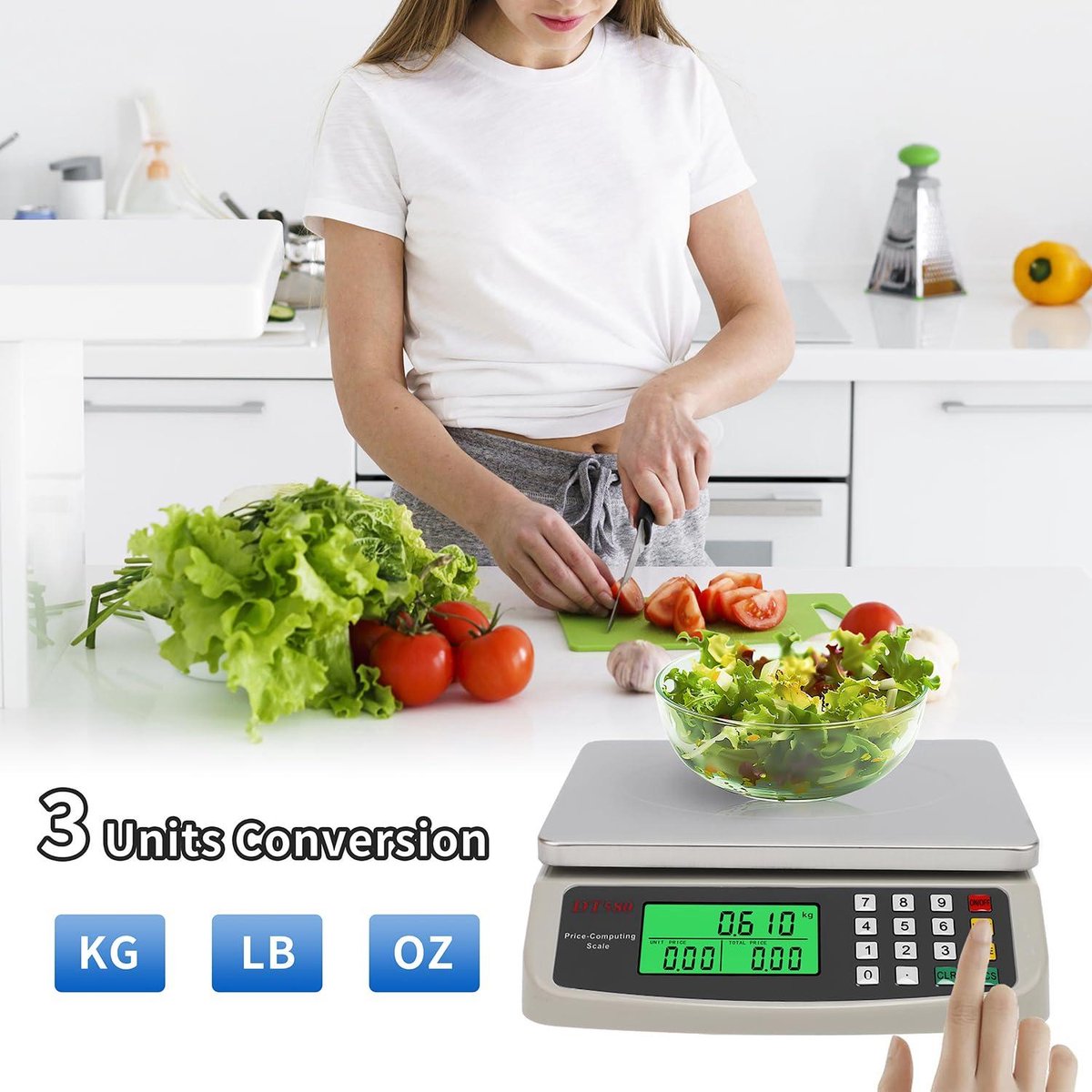 Kitchen Scale - Large professional stainless steel scale 40kg - Food meter with LCD display kitchen scale