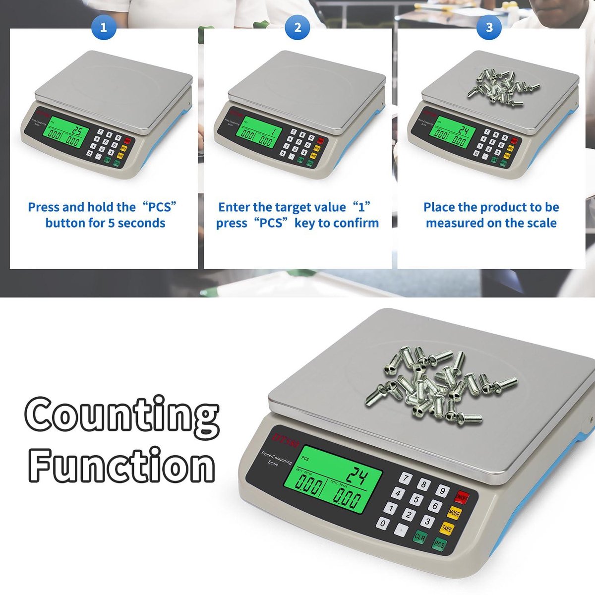 Kitchen Scale - Large professional stainless steel scale 40kg - Food meter with LCD display kitchen scale