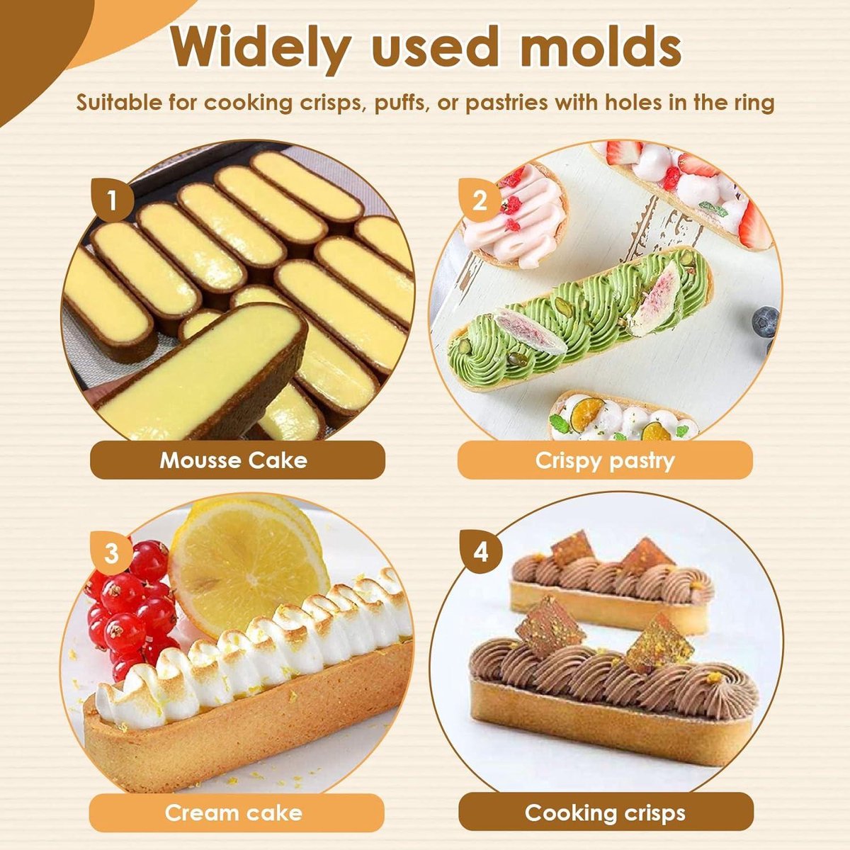 12 stuks ovale taartvormen - Frans dessert - ovaal - mousse - fruitcake - taartring - quiche - roestvrij staal taartring