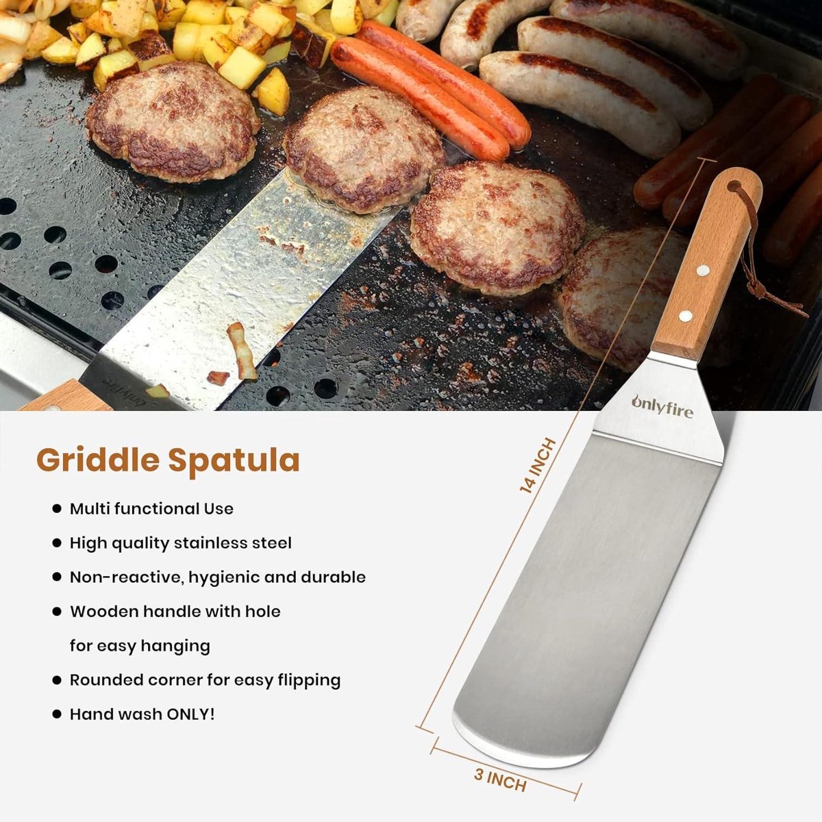 BBQ Grill Accessoire Kit - RVS Bakplaat Spatel Schraper Gereedschap - Gietijzeren Grillpers - voor platte bakplaten grills - ovens - fornuizen - koken Plancha BBQ