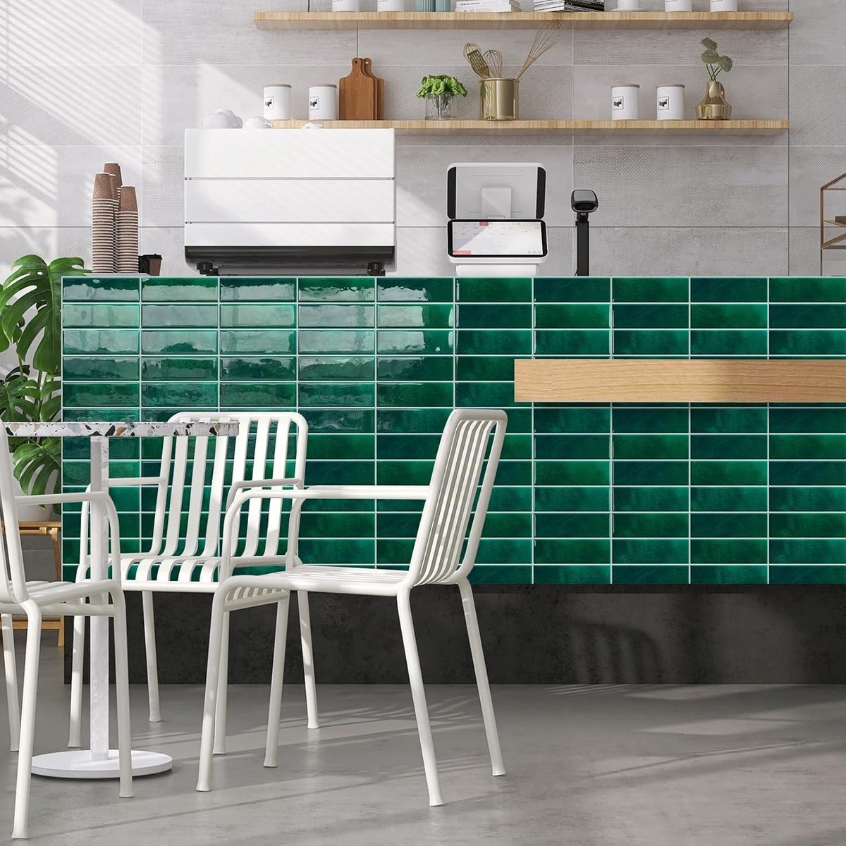 Peel and Stick Groene Metro Tegel Backsplash voor Keuken - 10 vellen (12"×12") Zelfklevende tegels