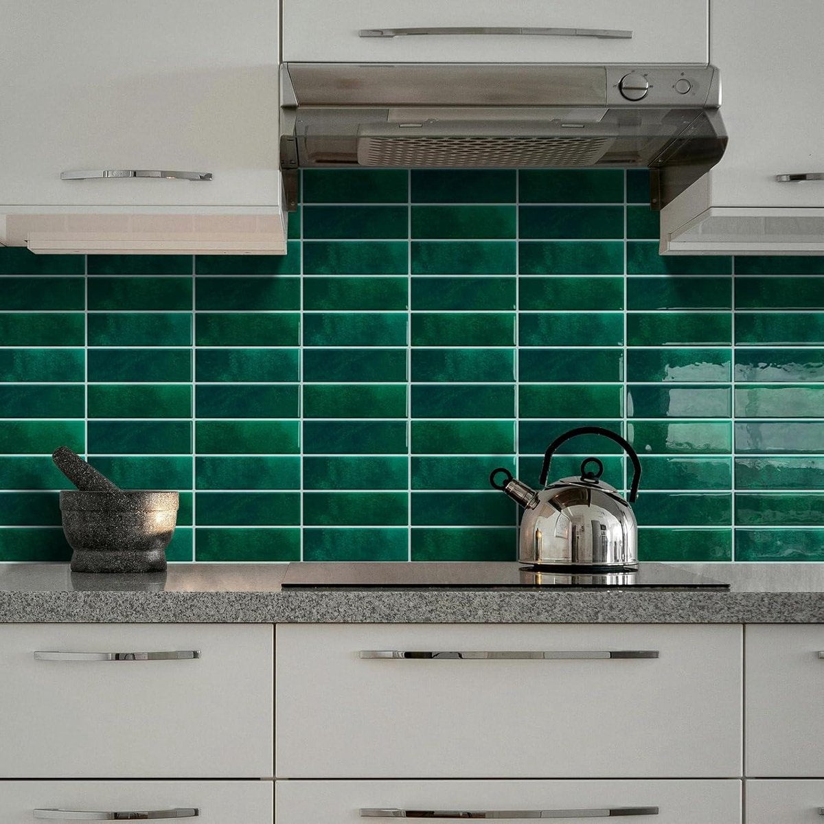 Peel and Stick Groene Metro Tegel Backsplash voor Keuken - 10 vellen (12"×12") Zelfklevende tegels