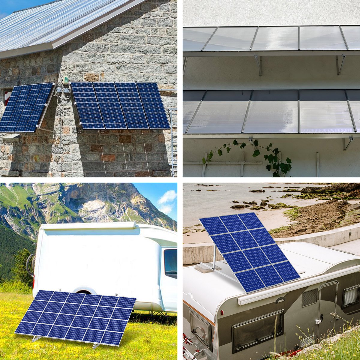 Beugel voor zonnepaneelverhoging tot 104 cm plat dak PV-zonnepaneel, 4 stuks
