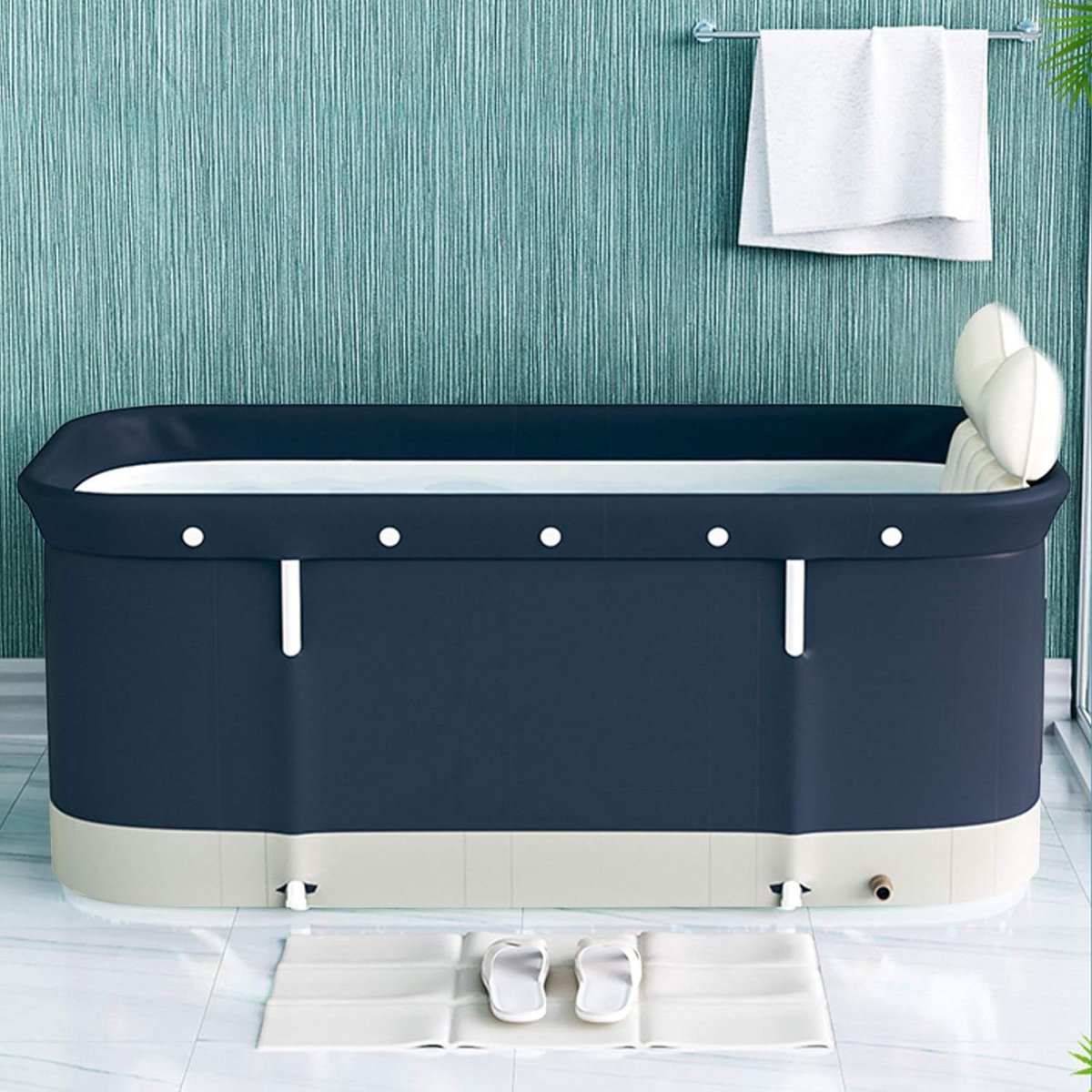 Opvouwbare Badkuip - Inklapbaar - Draagbaar - Verplaatsbaar - Kunststof - Mobiel - PVC-houder - voor kleine badkamers - Volwassenen - Kinderen - 120 x 55 x 50 cm