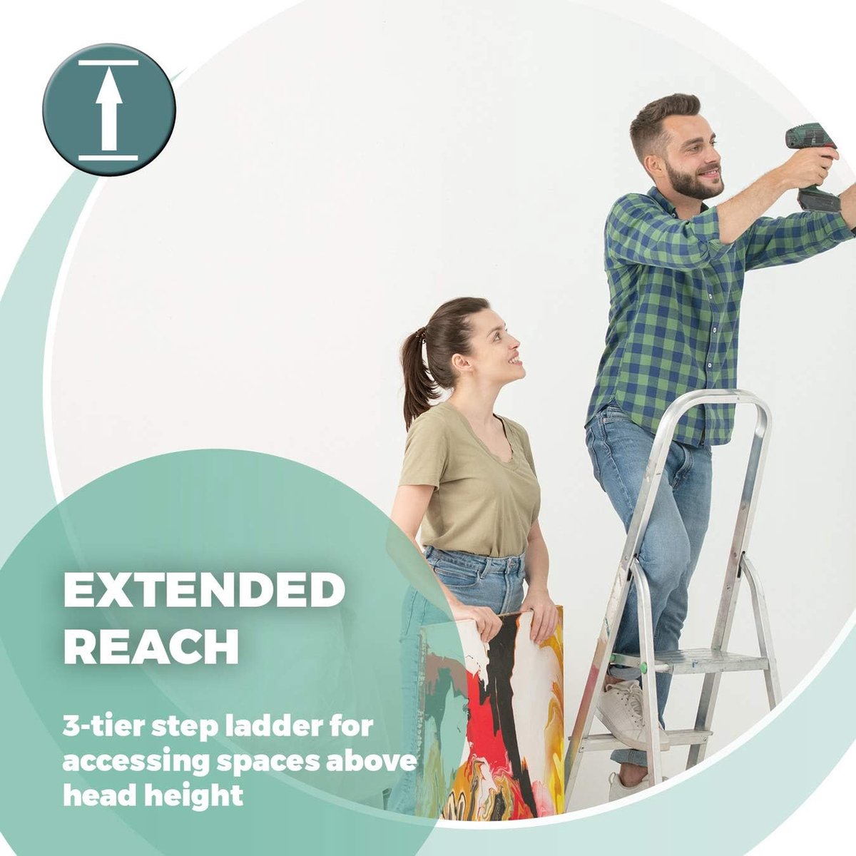 Elysium - Household Stepladder 3 Steps - Kitchen Stepladder 3 Steps - Stepladder With 3 Steps