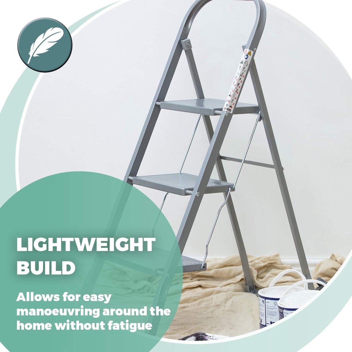 Elysium - Household Stepladder 3 Steps - Kitchen Stepladder 3 Steps - Stepladder With 3 Steps