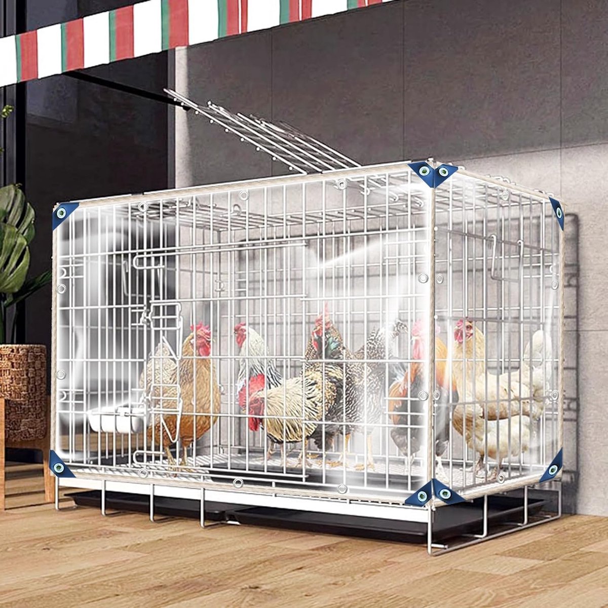 Zeil, transparant, 2,4 x 4 m, met ogen, 0,3 mm, pvc, waterdicht, regenbescherming, afdekzeil, transparante afdekking voor paviljoen, balkon, tuinen, plantendak, broeikas, hondenhok, dak - 2,4 x 4 m