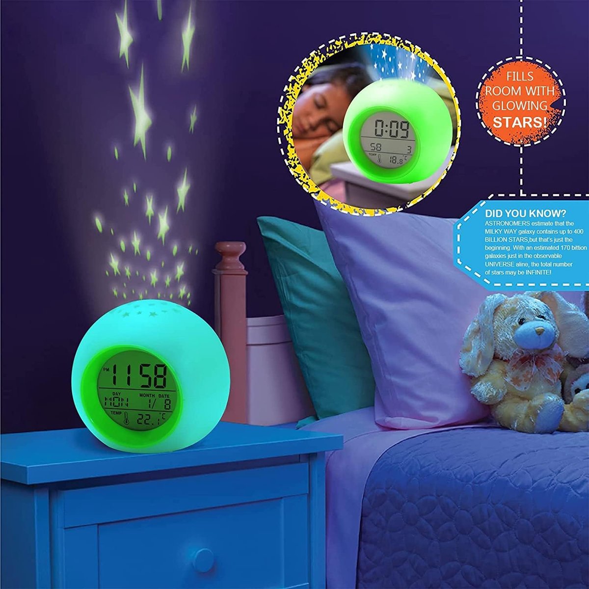 Kinderwekker - Slaaptrainer kinderen - Kinderwekker - Kinderwekker slaaptrainer - Kinderwekker jongens - Must-have voor in de slaapkamer!