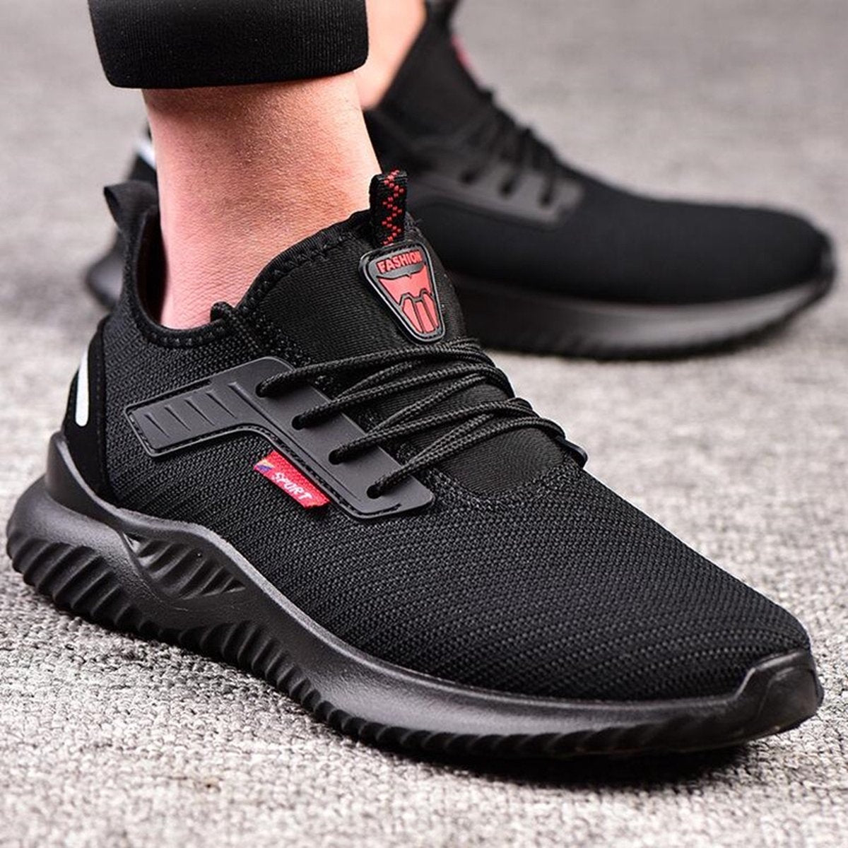 Safety shoes - Lightweight - Sneakers - Work shoes - Sporty - Steel toe - Anti-perforation sole - Non-slip - Black - 41