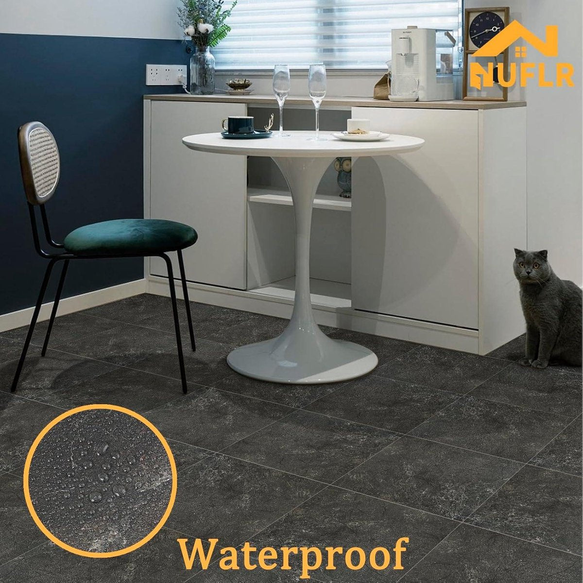 Self-Adhesive Vinyl Marble Floor Tiles - Peel and Stick - Bathroom Kitchen Living Room - Waterproof - 30 x 30 cm - 10 Pieces Carpet Tiles