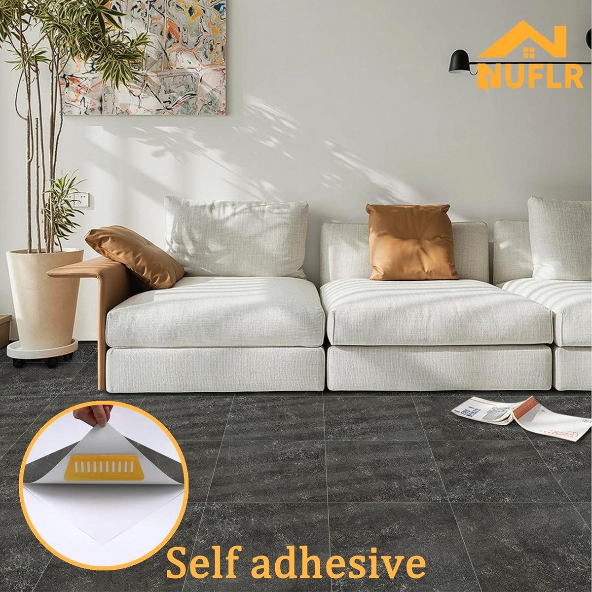 Self-Adhesive Vinyl Marble Floor Tiles - Peel and Stick - Bathroom Kitchen Living Room - Waterproof - 30 x 30 cm - 10 Pieces Carpet Tiles
