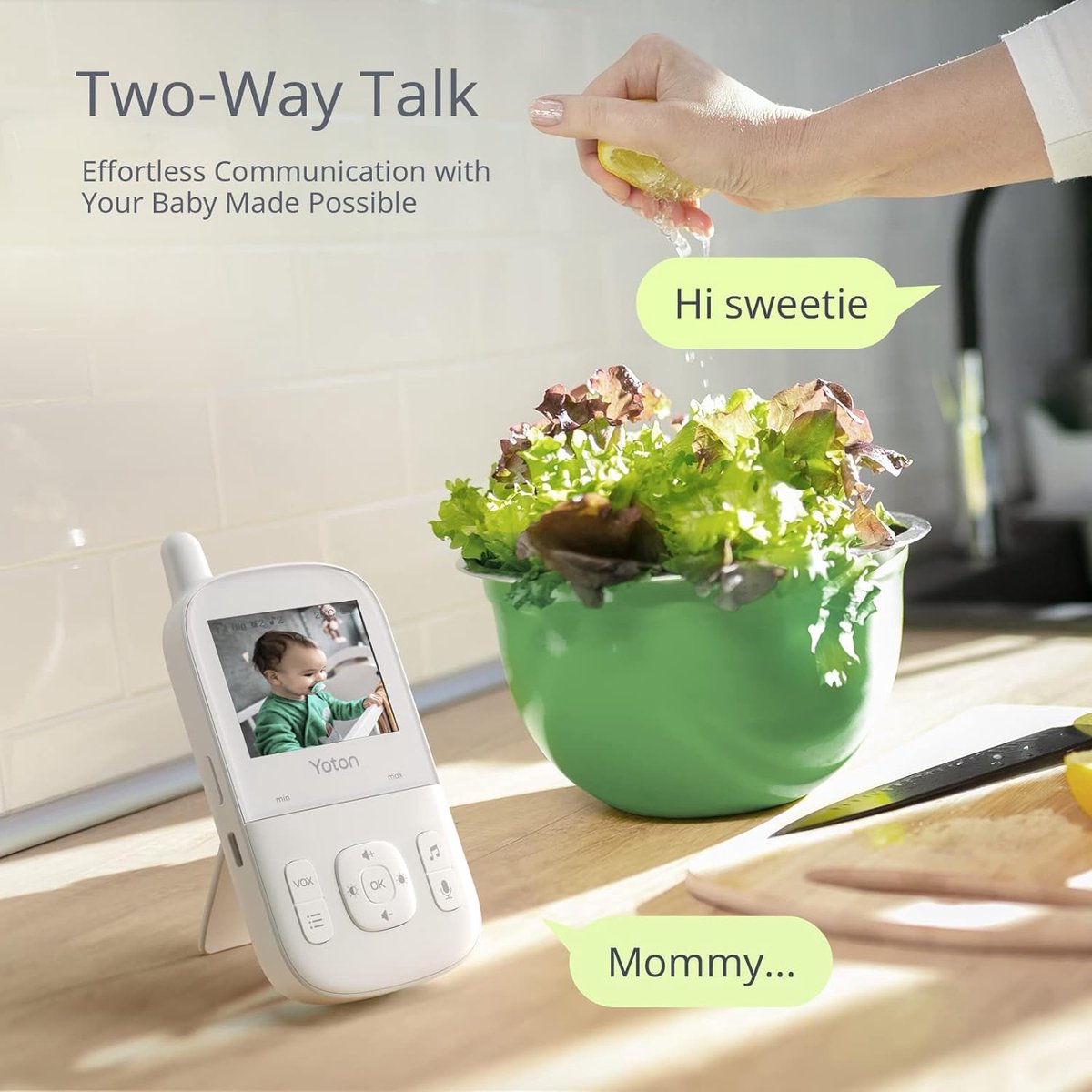 Babyfoon camera met 2,7 inch LCD scherm, nachtzicht en temperatuurbewaking - Tweeweggesprek en USB-C oplaadkabel inbegrepen