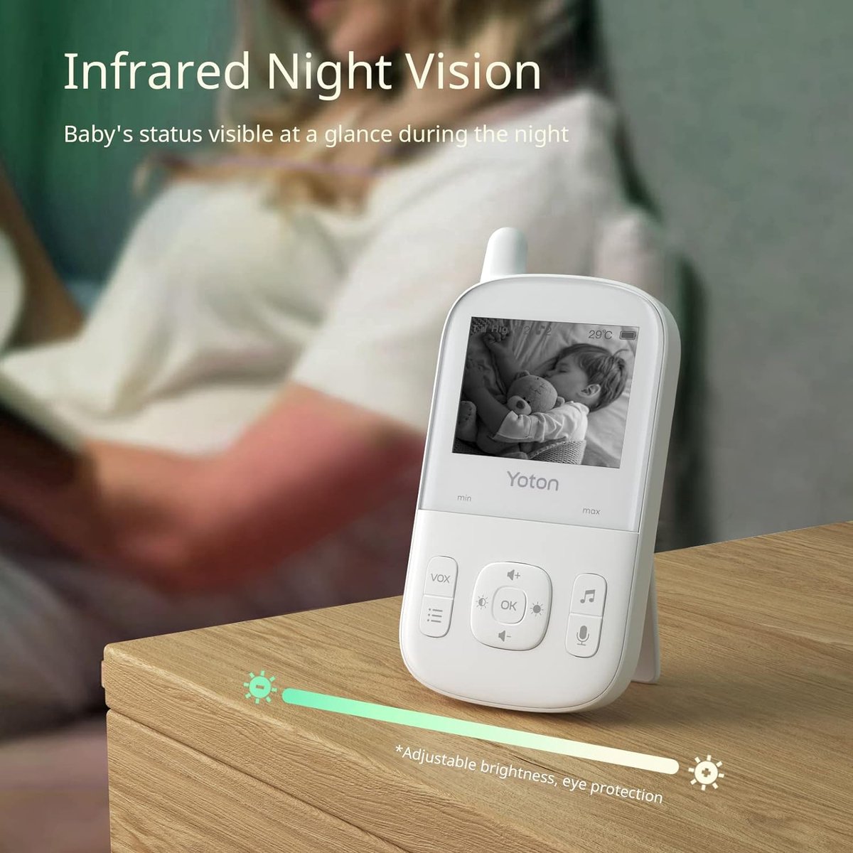 Babyfoon camera met 2,7 inch LCD scherm, nachtzicht en temperatuurbewaking - Tweeweggesprek en USB-C oplaadkabel inbegrepen