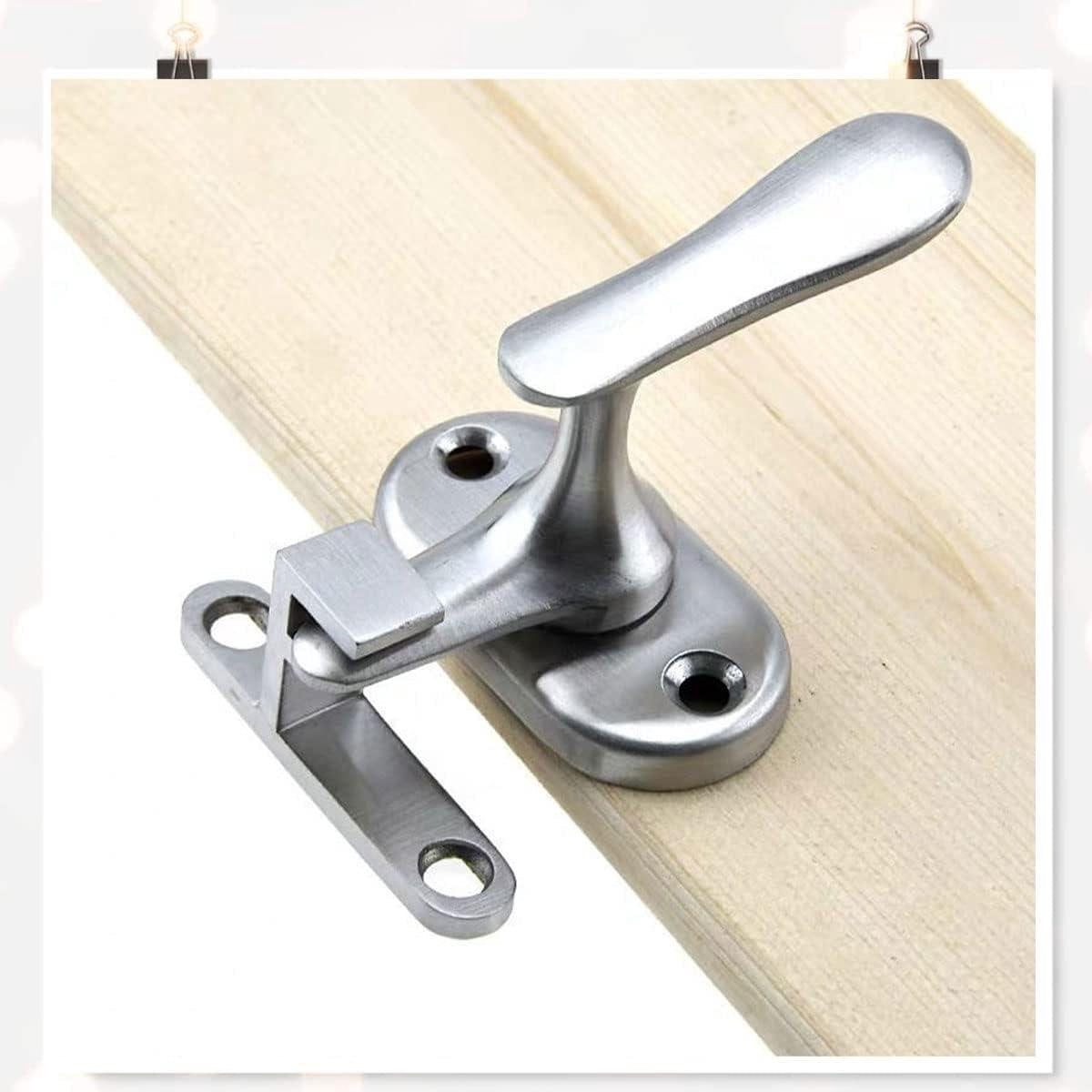 Door latch rotating handle stainless steel look - high and low pin locking - anti-theft protection - suitable for most doors - silver - 1 piece door handle latch