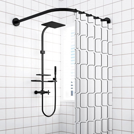 Verstelbare uitschuifbare roestvrijstalen gordijnroede - L-vormige badkamer douchegordijnroede - Telescopische roestvrijstalen douchestang - Montage zonder boren - 70 tot 95 cm x 70 tot 95 cm uitschuifbare douchestang