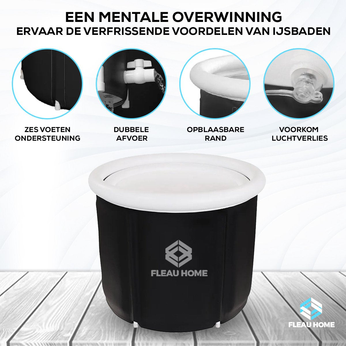 Ice Bath XL - Sitting Bath with Lid & Pump - Integrated Seat Cushion - Insulating - Plunge Pool - Inflatable Pool - Bath Bucket - Ice Bath - Bath - Inflatable - Wim Hof Method