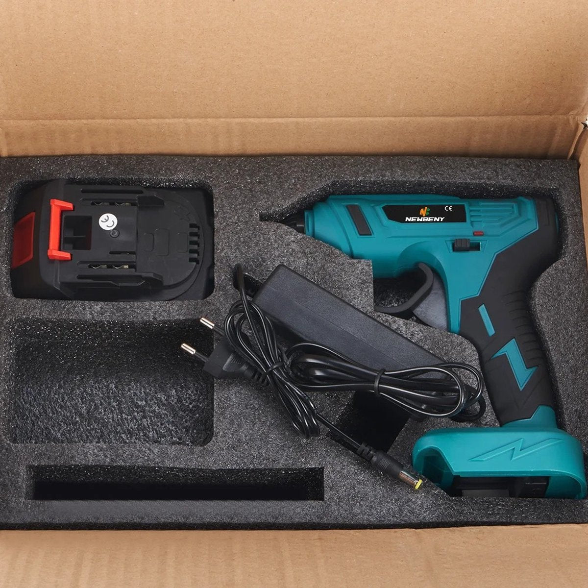 Cordless Hot Glue Gun - Cordless - Includes 2 Batteries - Free 10 Glue Sticks - Suitable for Makita B series 18V Tool Batteries - 100 WATT - Heats Up To 280 Degrees - 11mm Diameter - Blue