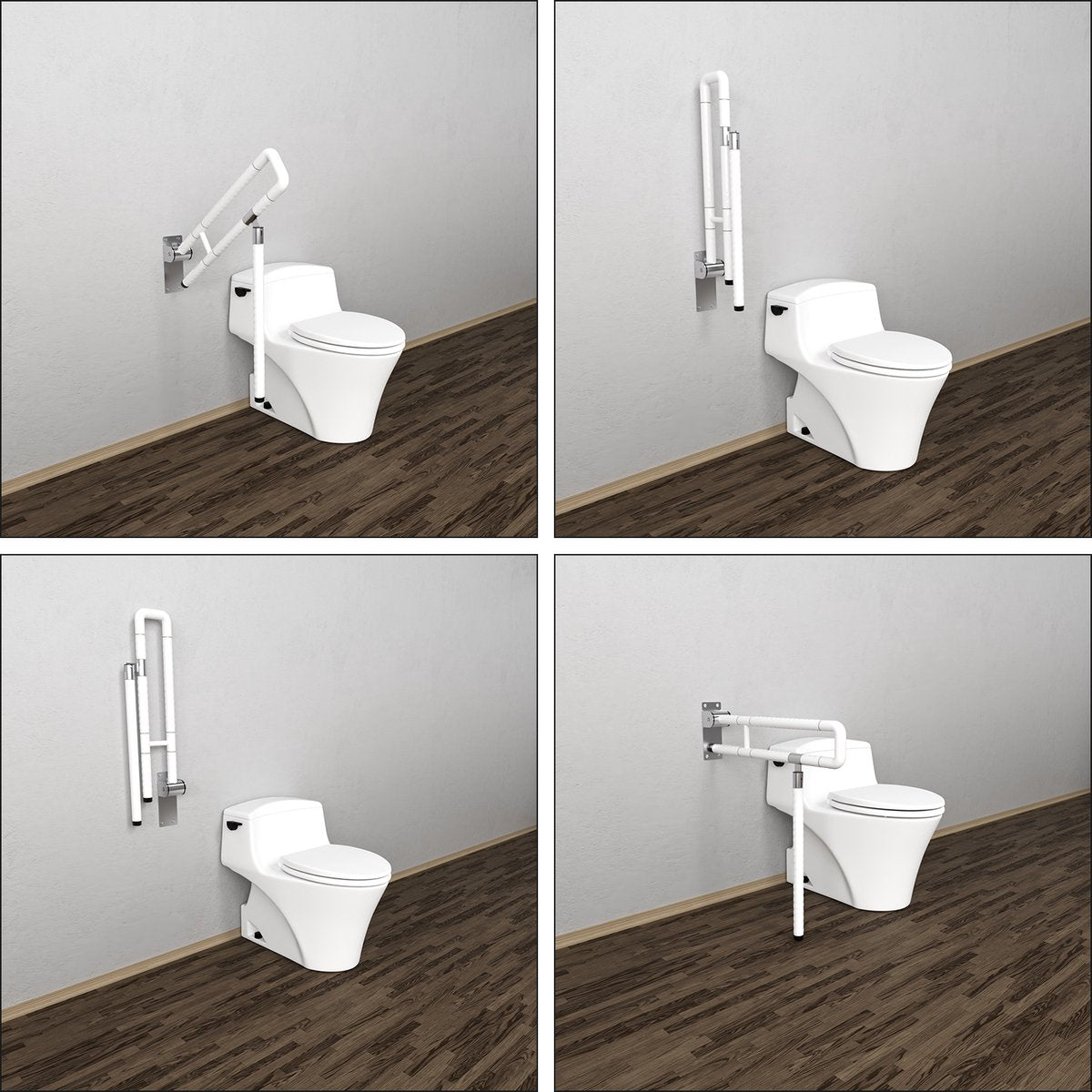 Opklapbare toiletbeugel met steunpoot - Verstelbare toiletsteun - Handgreep toiletsteun - Wandbevestiging - 60 cm lang Wit