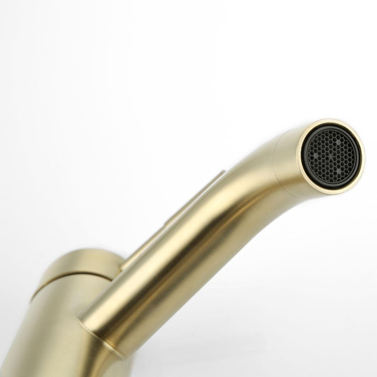 Washbasin tap Rocco Surface Mounted High Round Brushed Gold 1 Handle