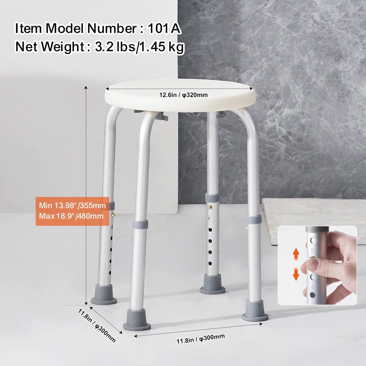 Affordable Goods® Shower Chair - Shower Stool - Shower Chairs - Height Adjustable Shower Stool - Non-Slip