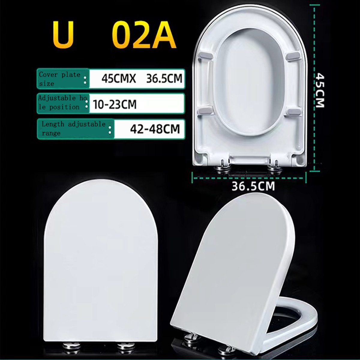 Adjustable U-shaped toilet seat-WC seat-Optimal Comfort and Style -white
