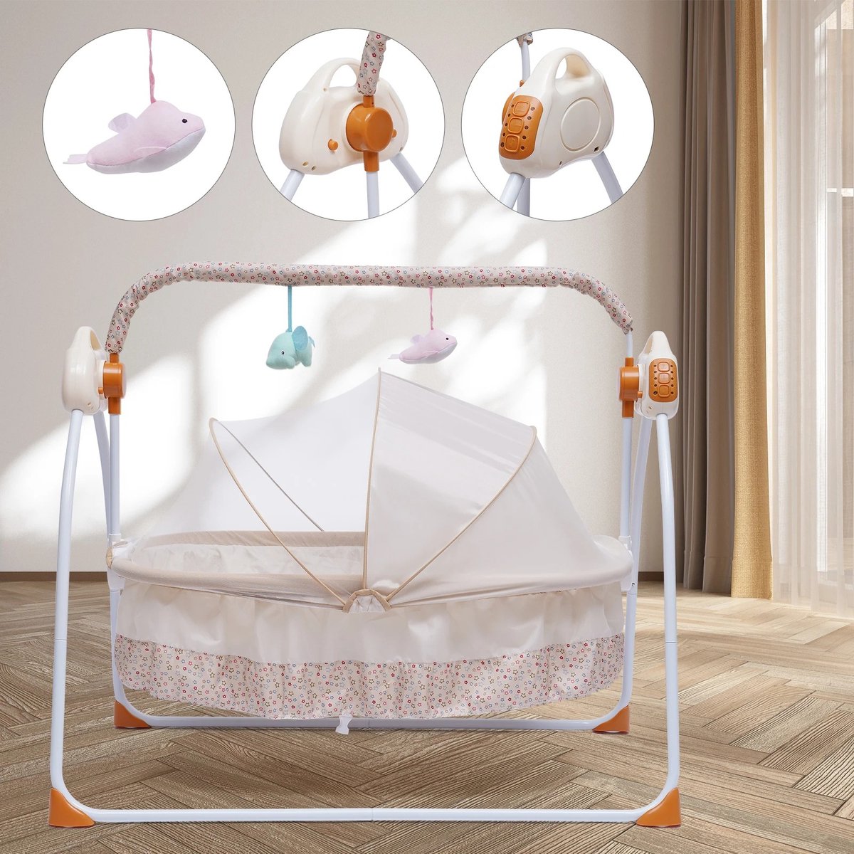 MazrekuHome® - Babyswing - Baby rocker - Electric bouncer - Bluetooth music - Adjustable in different positions