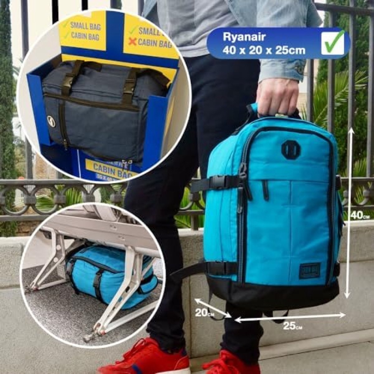 Cabin Max Stowaway kleine rugzak, 20 liter, reistas, geschikt als handbagage in het vliegtuig
