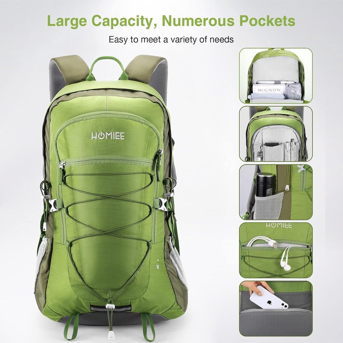 Hiking backpack, 45 litres, waterproof backpack for men and women, trekking backpack, travel backpack, outdoor backpack with reflective strips, for hiking, cycling, climbing, mountaineering and travelling