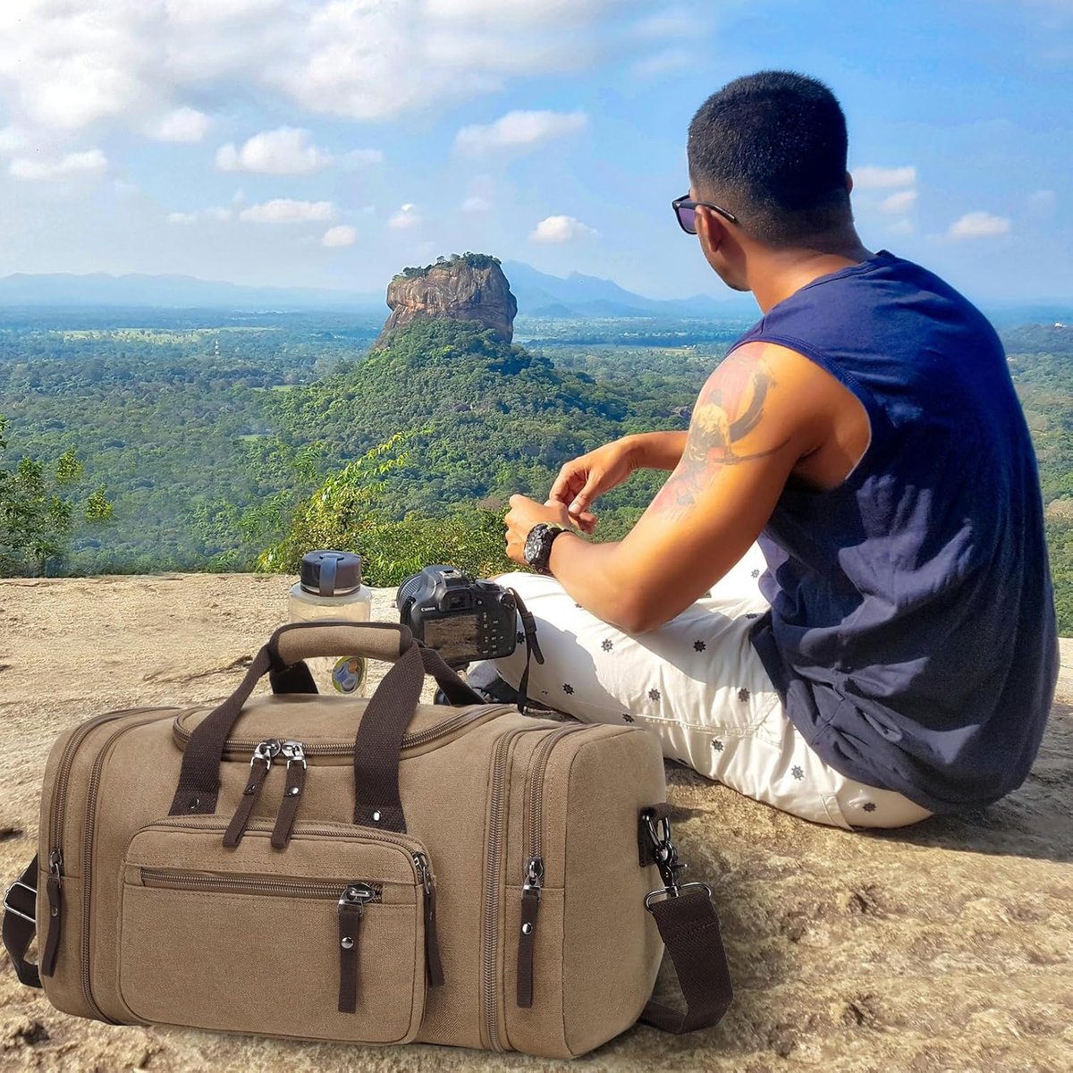 Spacious and Expandable Canvas Travel Bag for Weekend and Sports Adventures