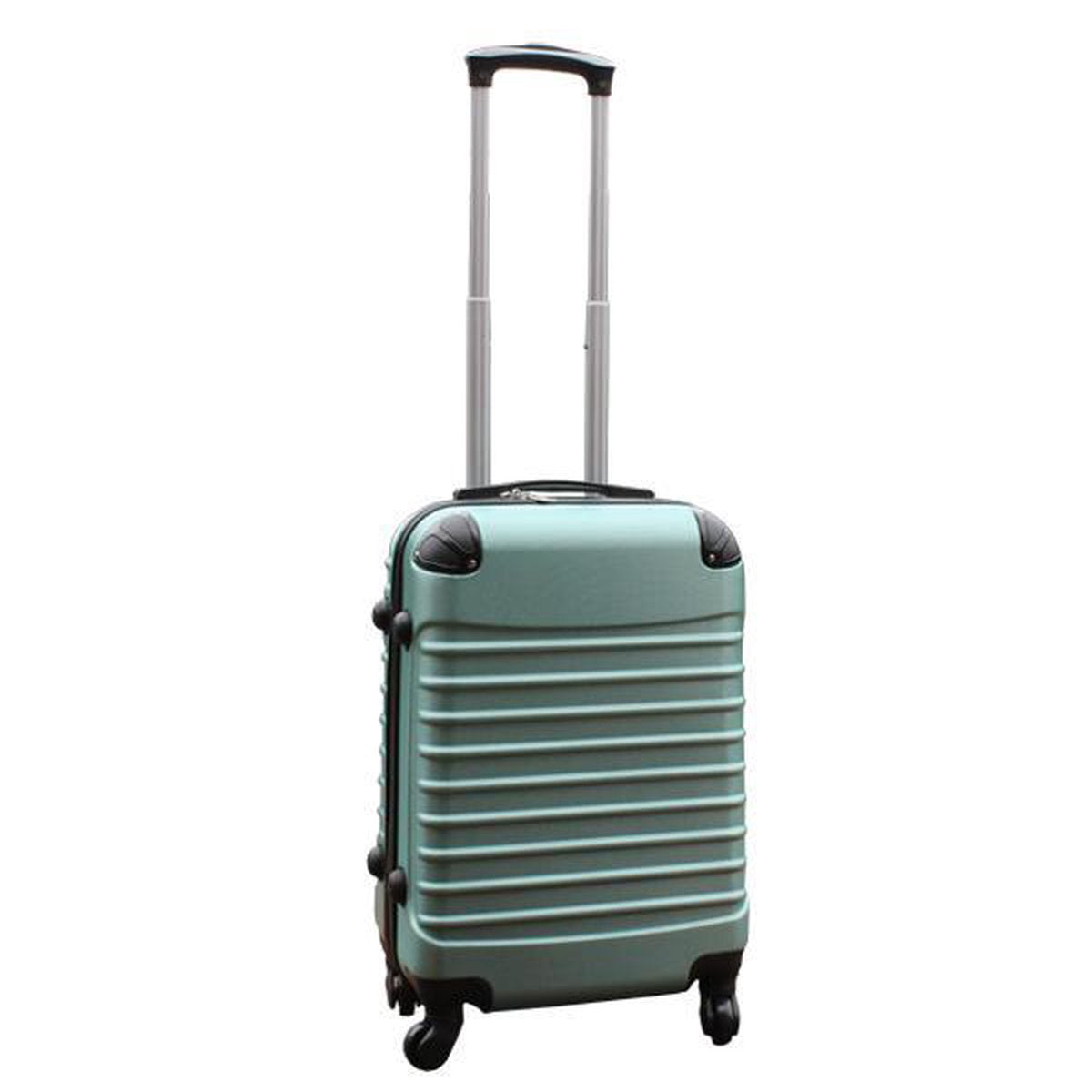 Kofferset 2-delig ABS handbagage koffers - met cijferslot - 39 liter - zilver - groen