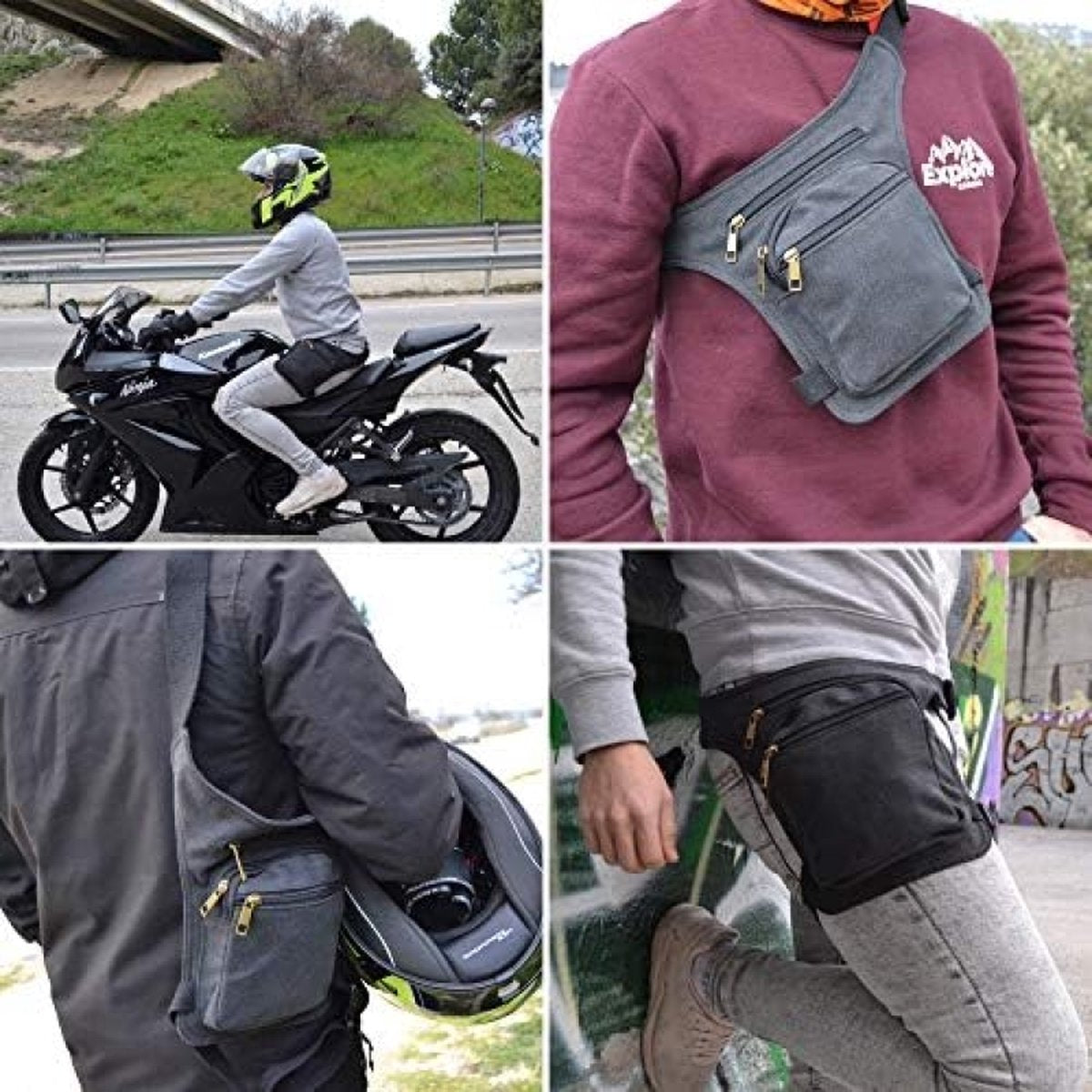 Drop Leg Bag Thigh Bag with Zipper - Motorcycle, Hiking, Travel and Fishing Tackle Tactical Leg Pad Bag