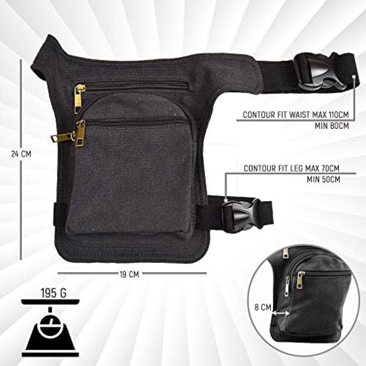 Drop Leg Bag Thigh Bag with Zipper - Motorcycle, Hiking, Travel and Fishing Tackle Tactical Leg Pad Bag