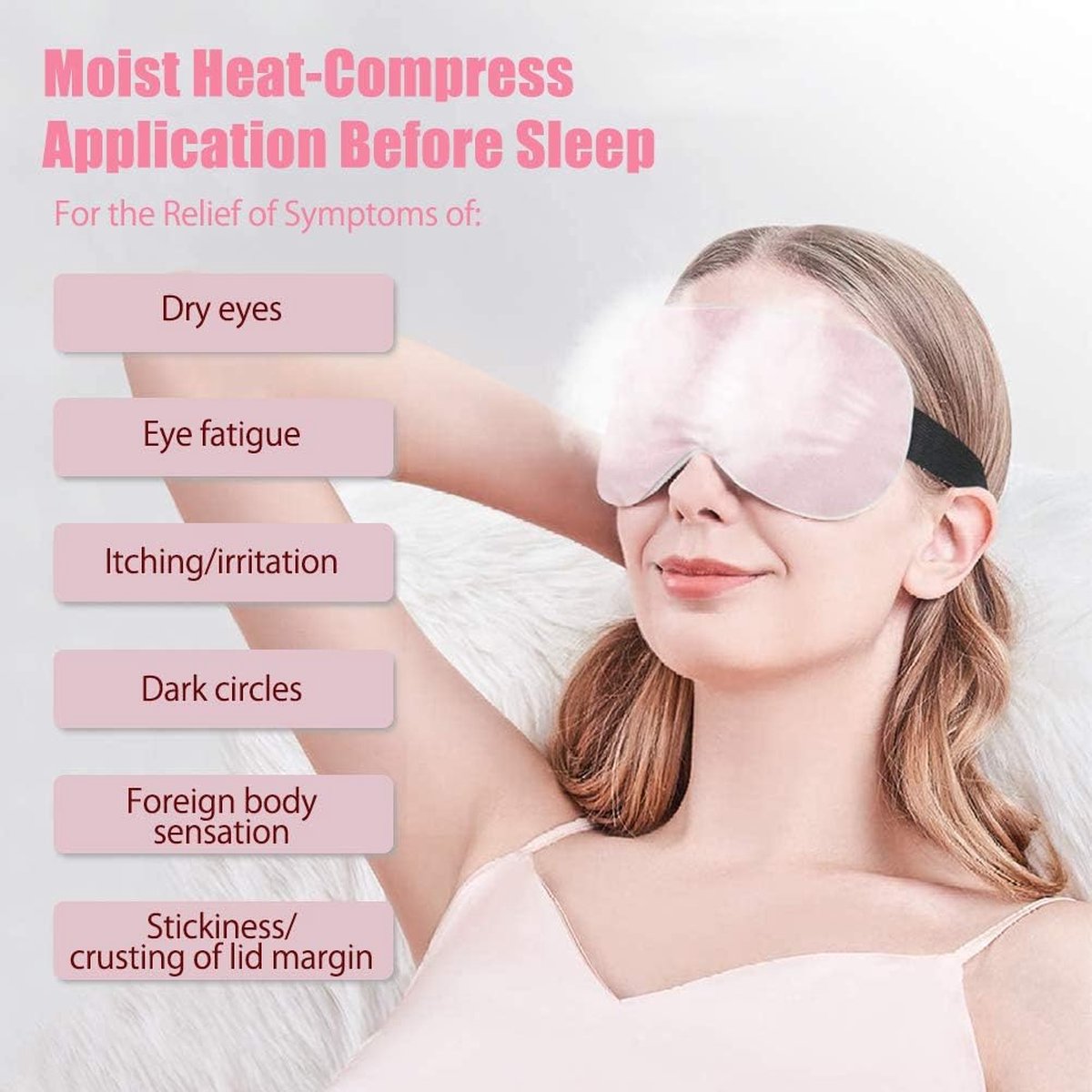 Equivera Heated Eye Mask - 4 Modes - Pink - Electric Eye Mask - Eye Mask - Eye Mask Puffiness - Sleep Mask - Dry Eyes