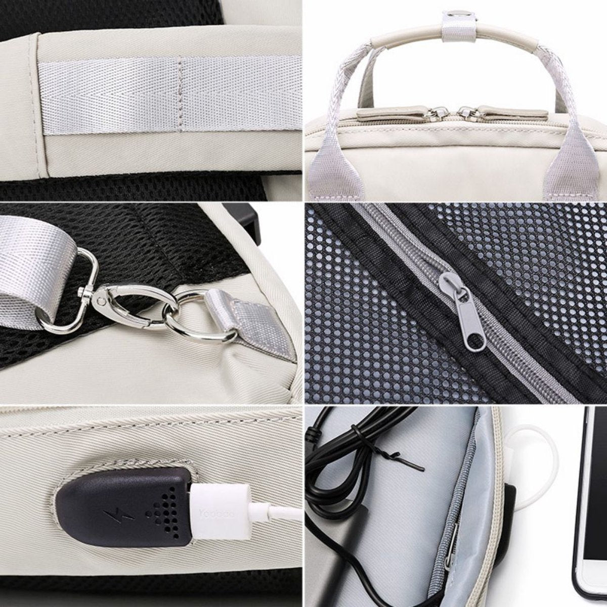Laptop backpack with electronics organizer, USB charging port, fits 15.6 inch computer, waterproof and wear-resistant backpack for school, travel, work