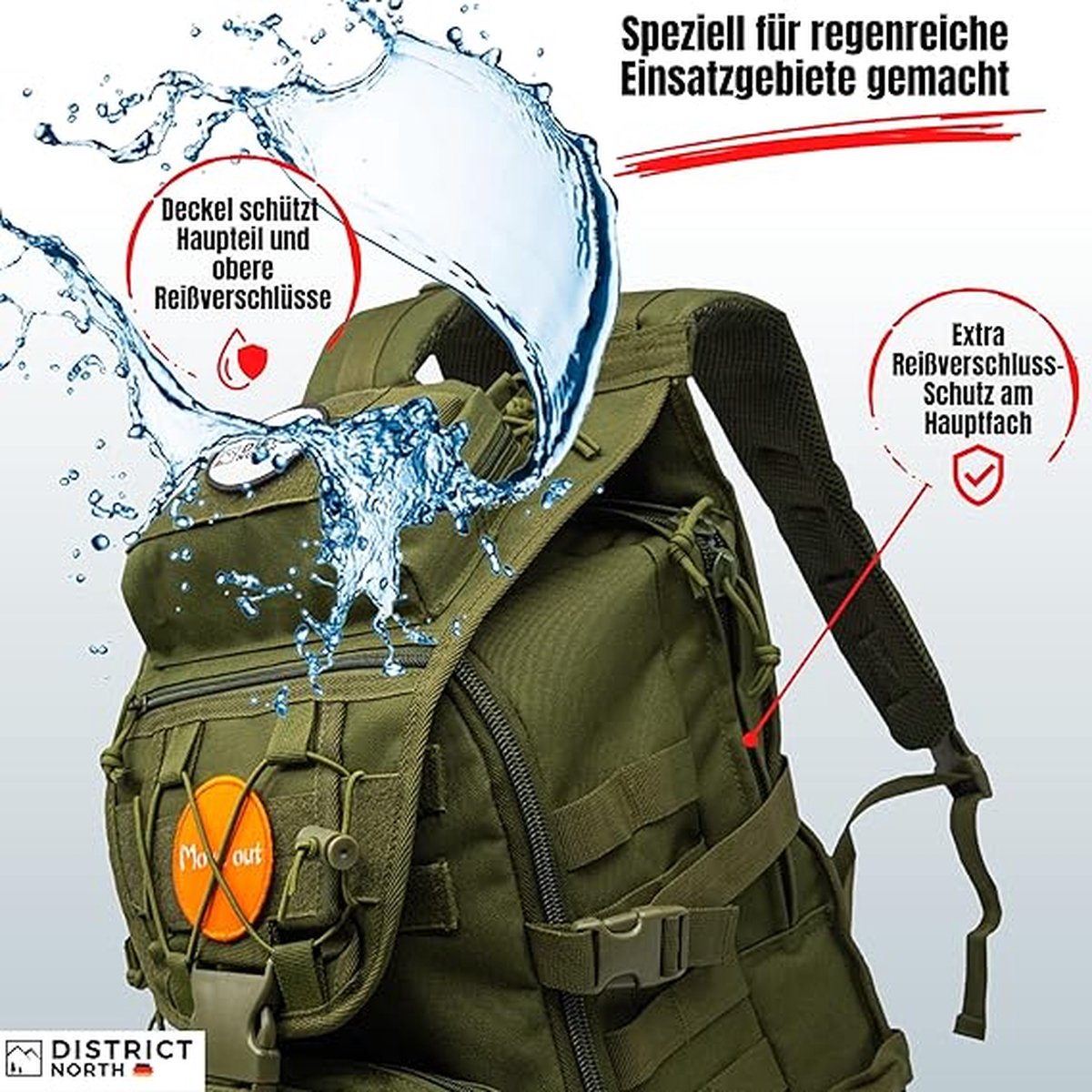 Militaire rugzak "Hoofddeksel" 28L | Het origineel - Extra waterafstotend | Tactical Daypack - Ook perfect als outdoorrugzak | Duitse legerrugzak | Survival rugzak
