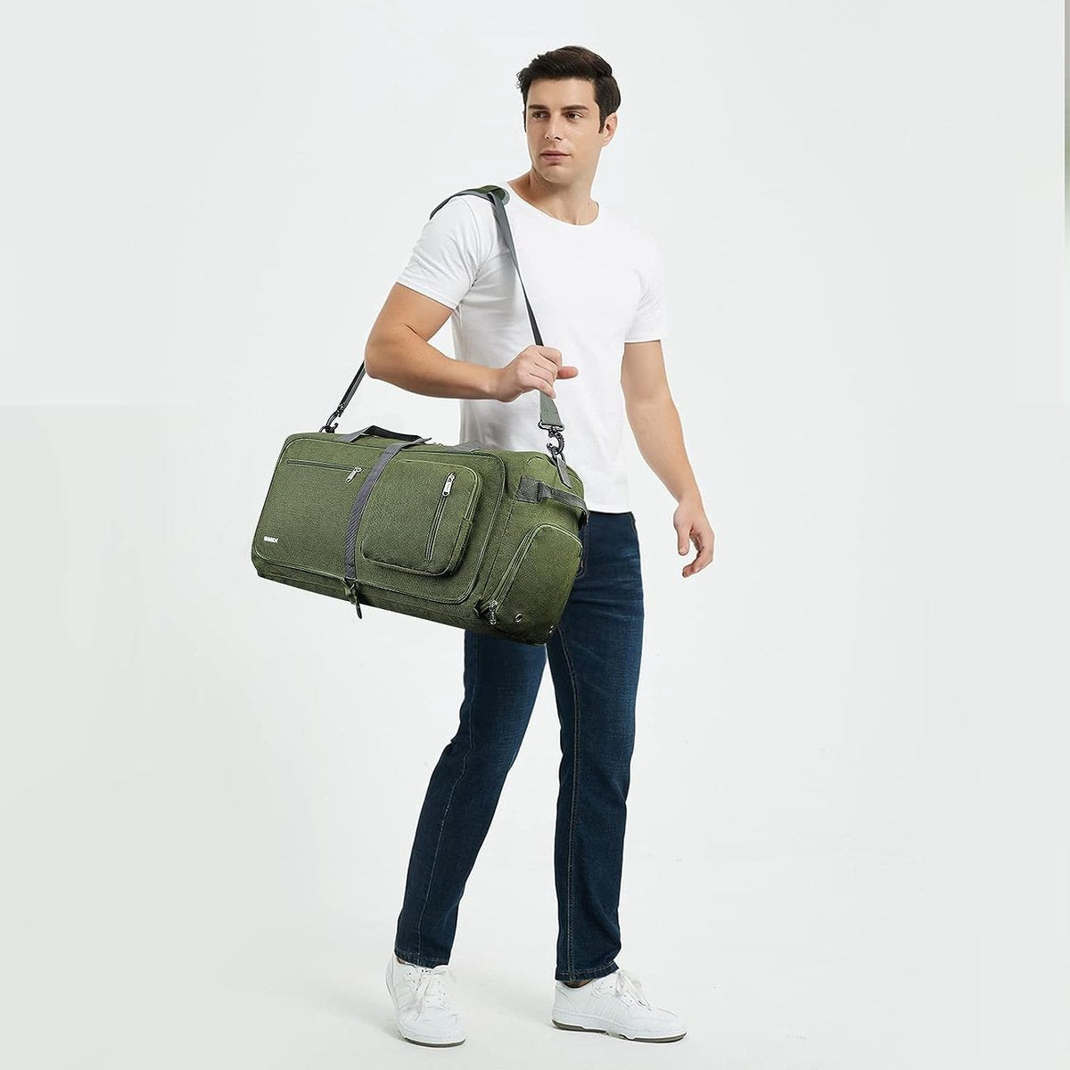 Foldable travel bag, 60-100 liters, super lightweight travel bag for luggage, sports, fitness, waterproof nylon, Dark Green 40 l