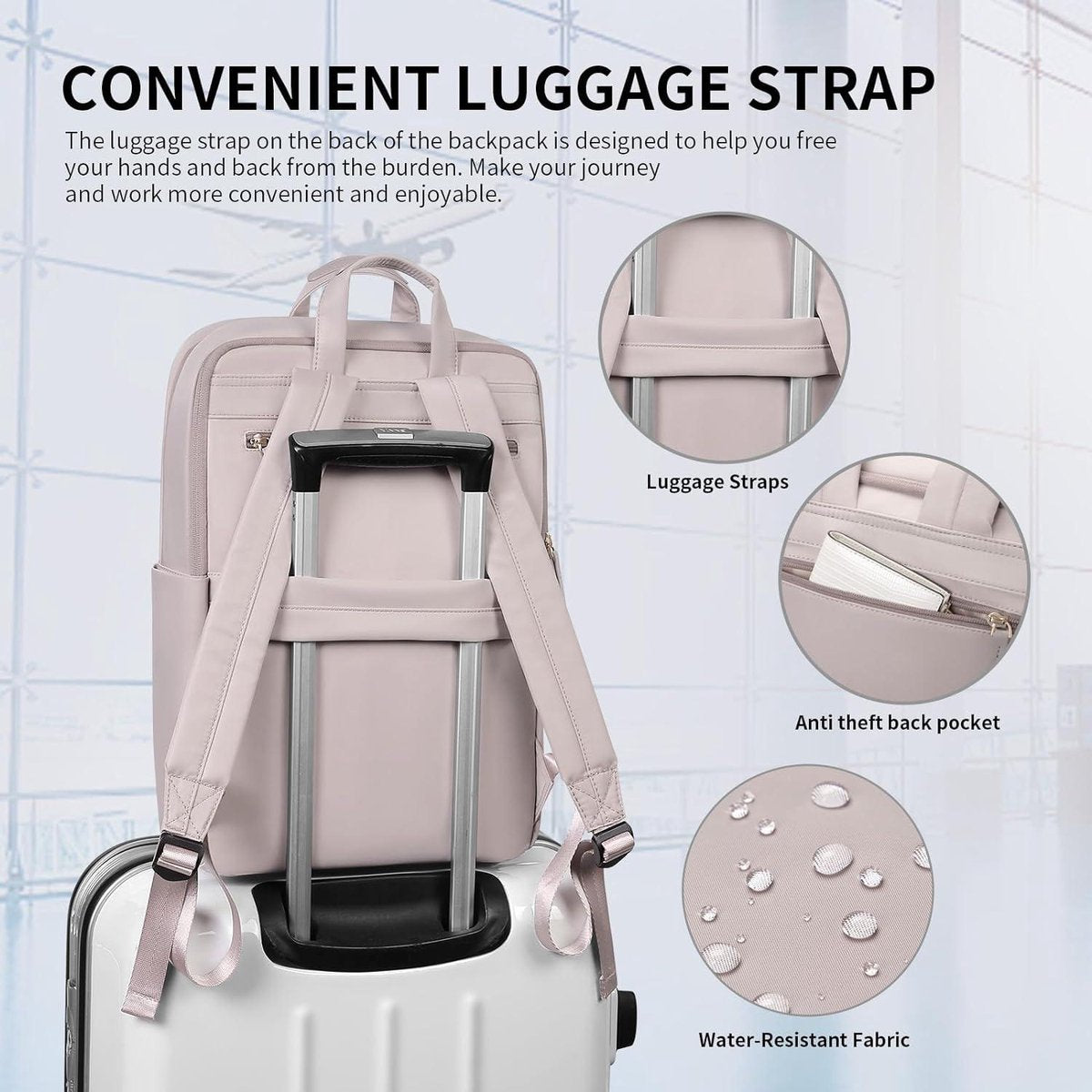 SUPAGS Reizen Laptop Rugzak voor Vrouwen - Slanke Boekentas Business Computertas Geschikt voor 13.3 15.6 17 Inch Notebook Dames Rugzak