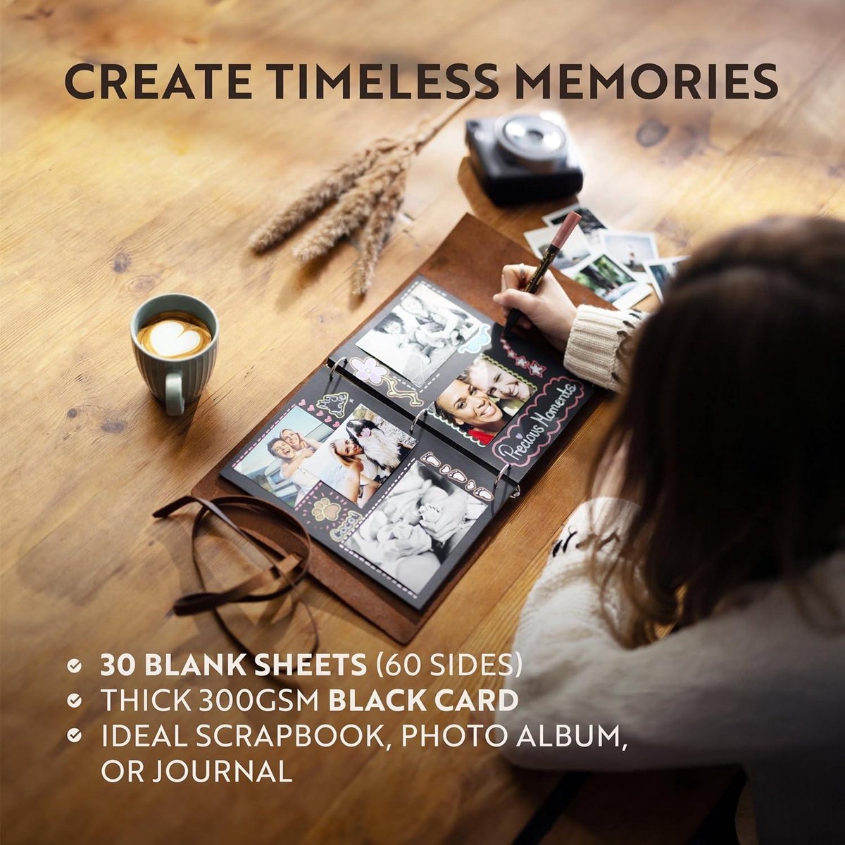 Photo album Handmade Leather scrapbook full grain buffalo leather beautiful wedding photo album with leather strap