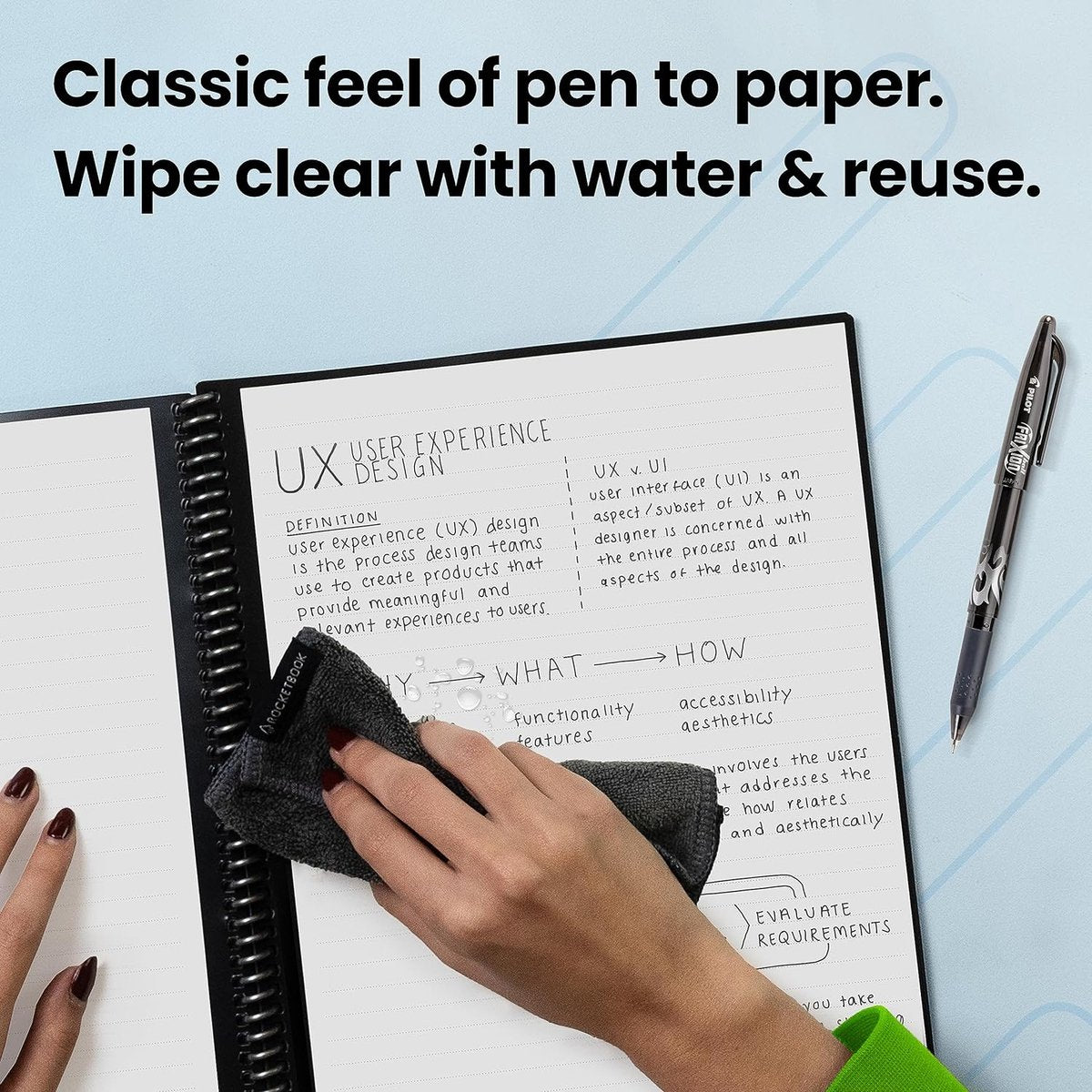 Rewritable digital notebook - A4 black - electronic notebook with ruled pages
