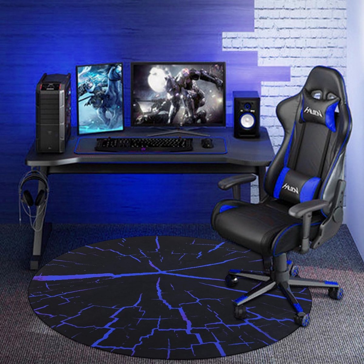 Vloerbeschermingsmat bureaustoel rond 120 cm antislip bureaustoelmat voor harde vloeren blauw krasbestendige vloermat bureaustoelmatten gaming bureaustoel onderlegger stoelmat voor laminaat