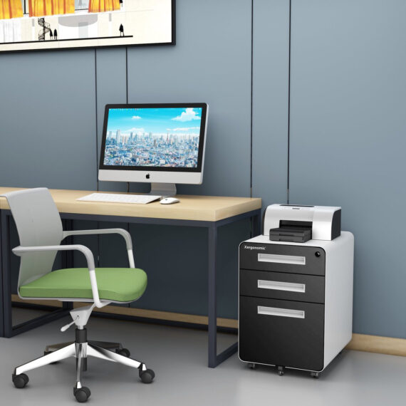 Xergonomic Bane Commode – Verrijdbaar Ladenblok Bureau – Bureau Organizer – Bureau Accessoires – Ladeblok 3 Lades –