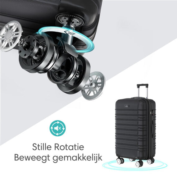 Voyagoux® AVALON – Reiskofferset – Zwart