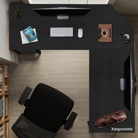 Xergonomic Industrial Corner Desk with Cabinet