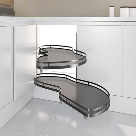 Milano Luxurious® Corner Kitchen Cabinet Organizer Right-Handed – 2 Pull-Out Shelves – Door Width 45 Cm – Anthracite