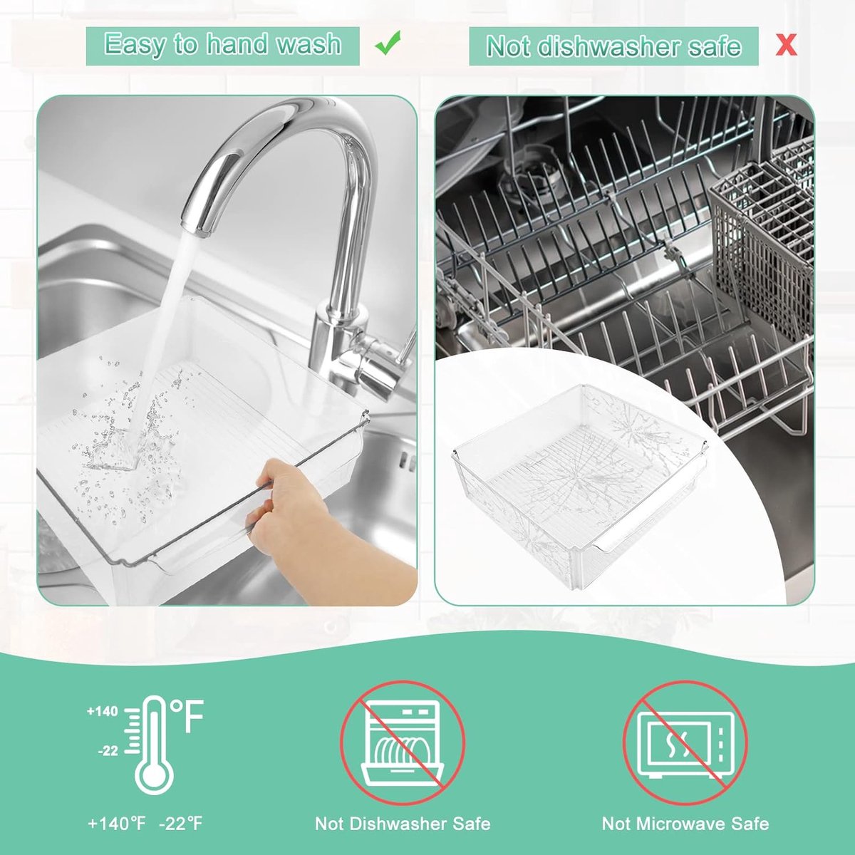 Refrigerator Organizer Bins, Clear Organizer Bins for Refrigerator Storage in Kitchen, Pantry, Laundry Room, Bathroom, Set of 10