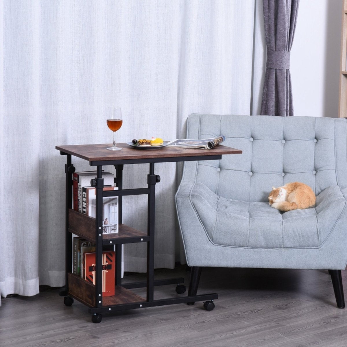 Side table on wheels - Coffee table - Table - Black