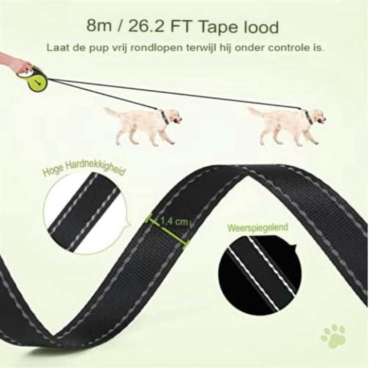Hondenriem 8 Meter - Flexibele Hondenriem - Rollijn Hond 8 Meter